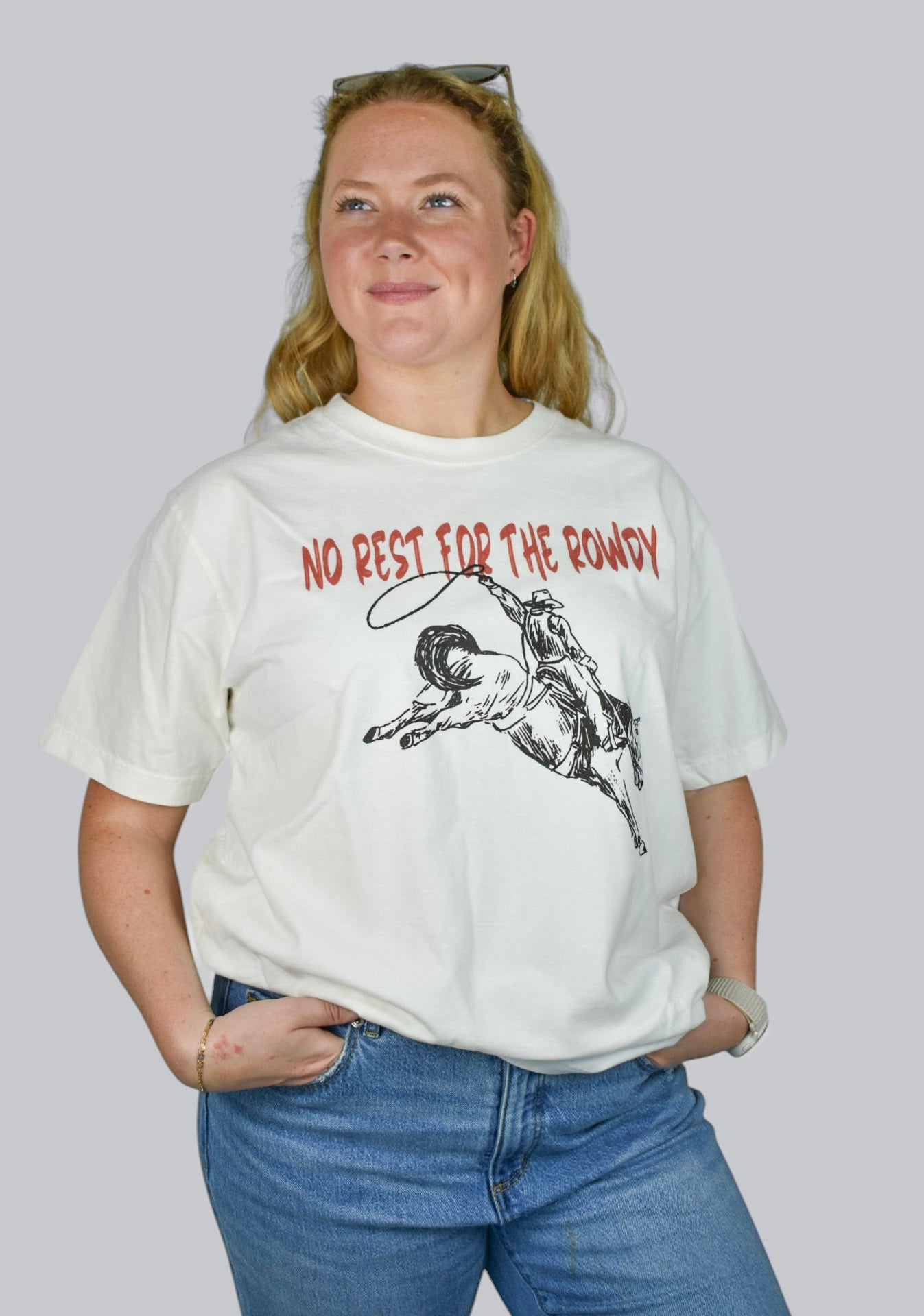 No Rest for the Rowdy – Vintage White Graphic Tee