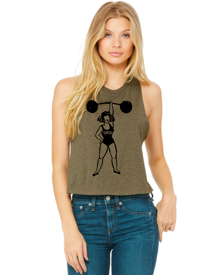 Vintage Lifting Woman Crop Racerback Tank