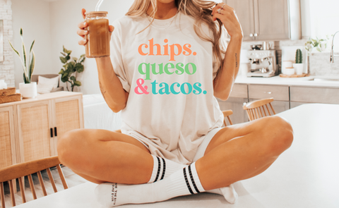 Chips, Queso and Tacos