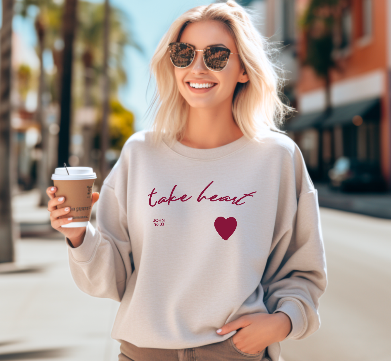 Take Heart crewneck sweatshirt