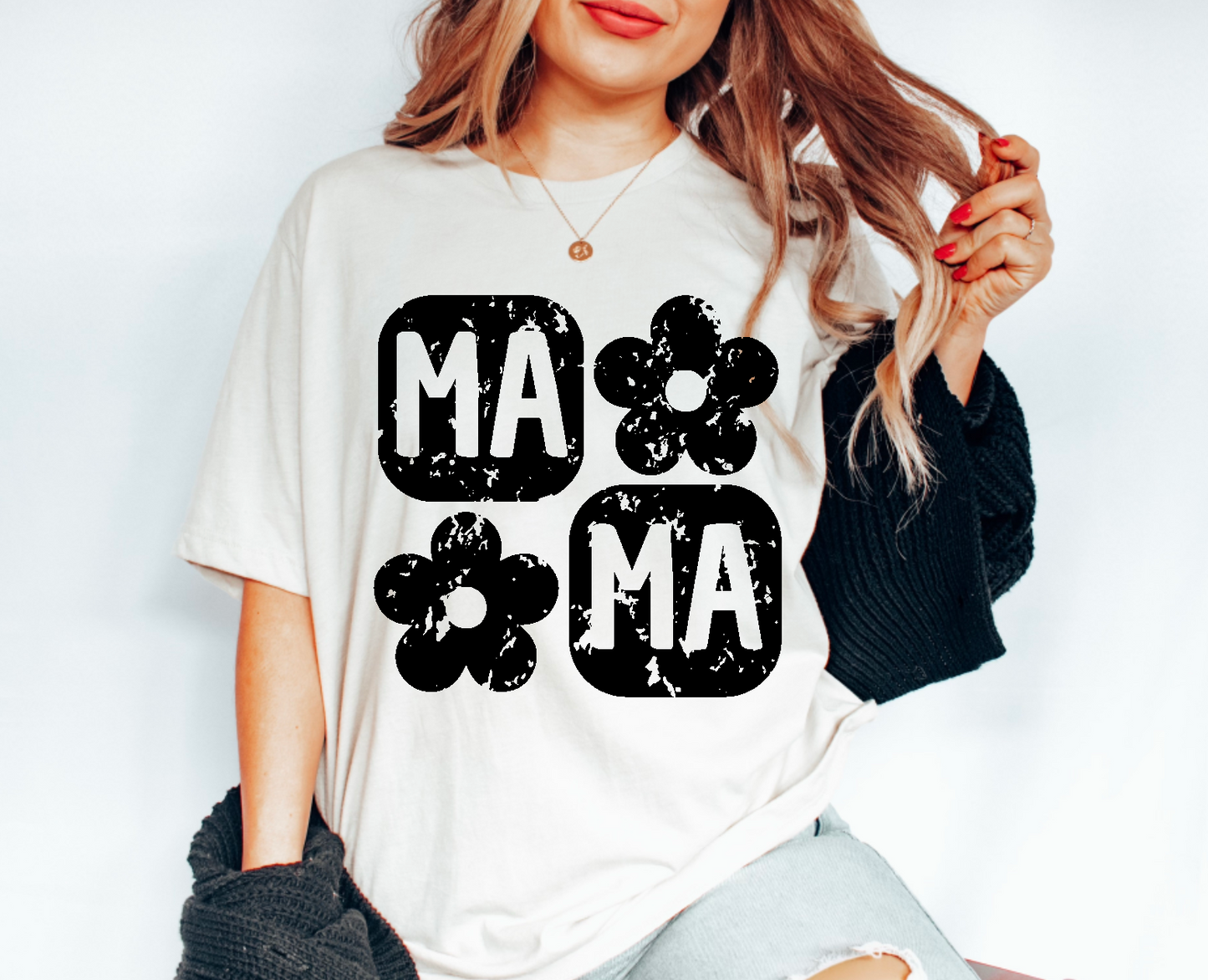 Mama Abstract Flower Comfort Colors Short Sleeve