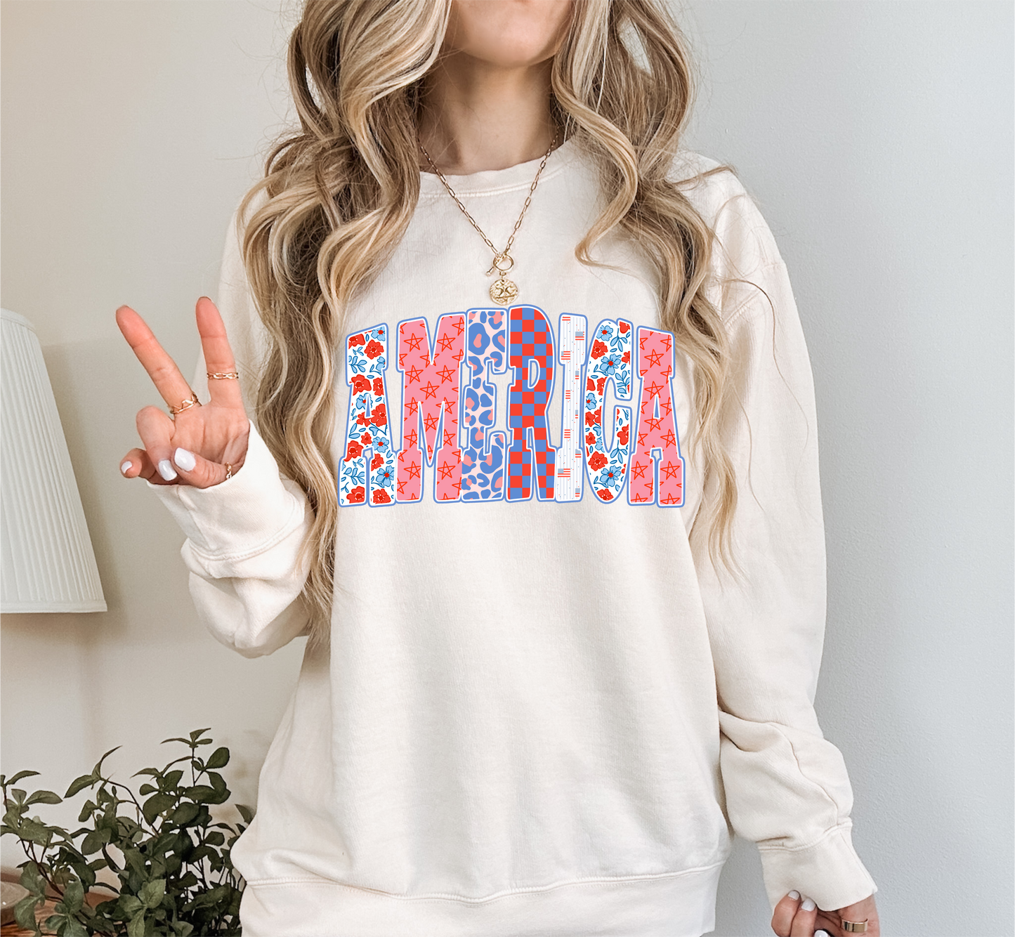 Patchwork America Crewneck Sweatshirt