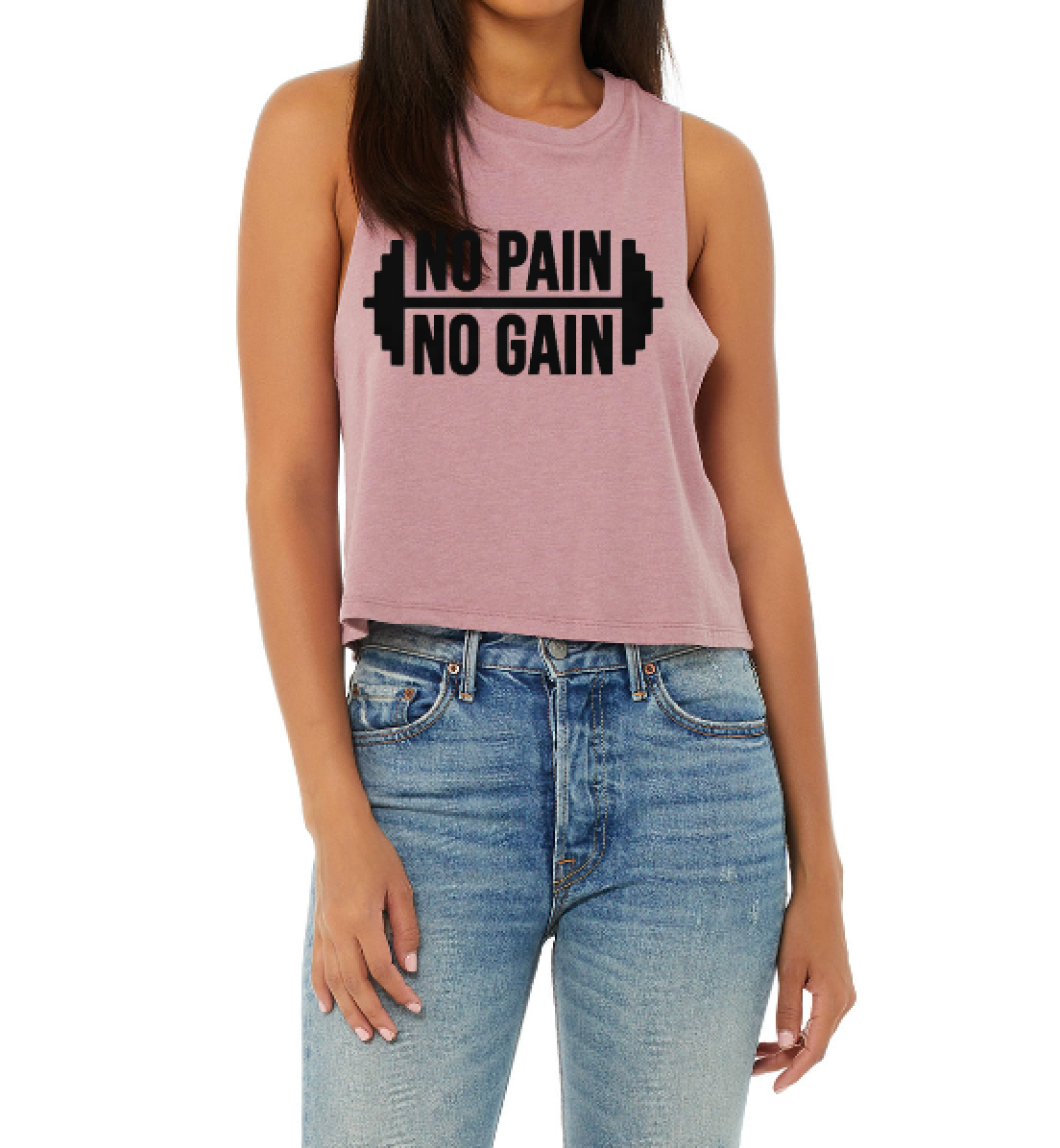 No Pain No Gain Crop Racerback Tank