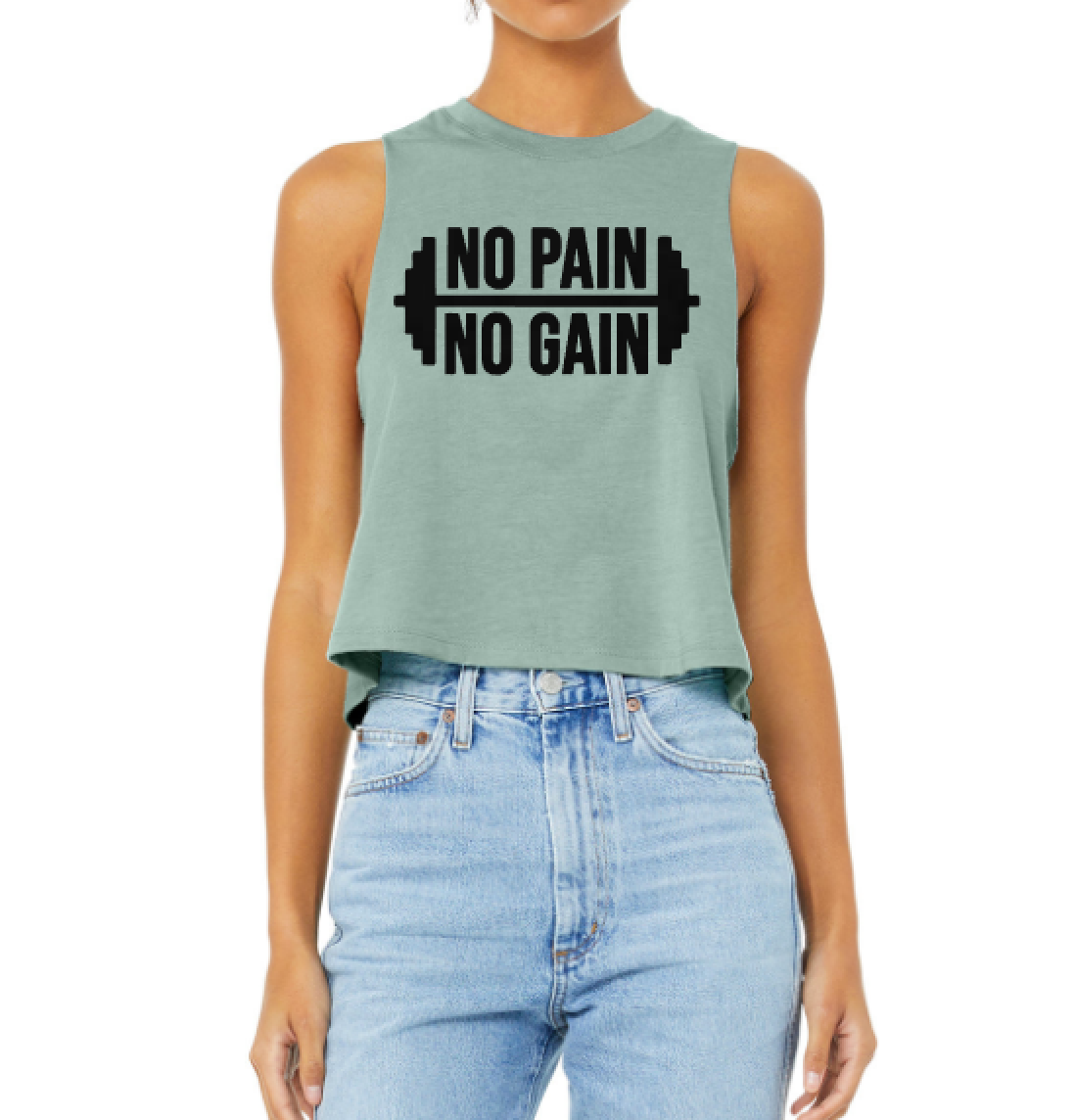 No Pain No Gain Crop Racerback Tank