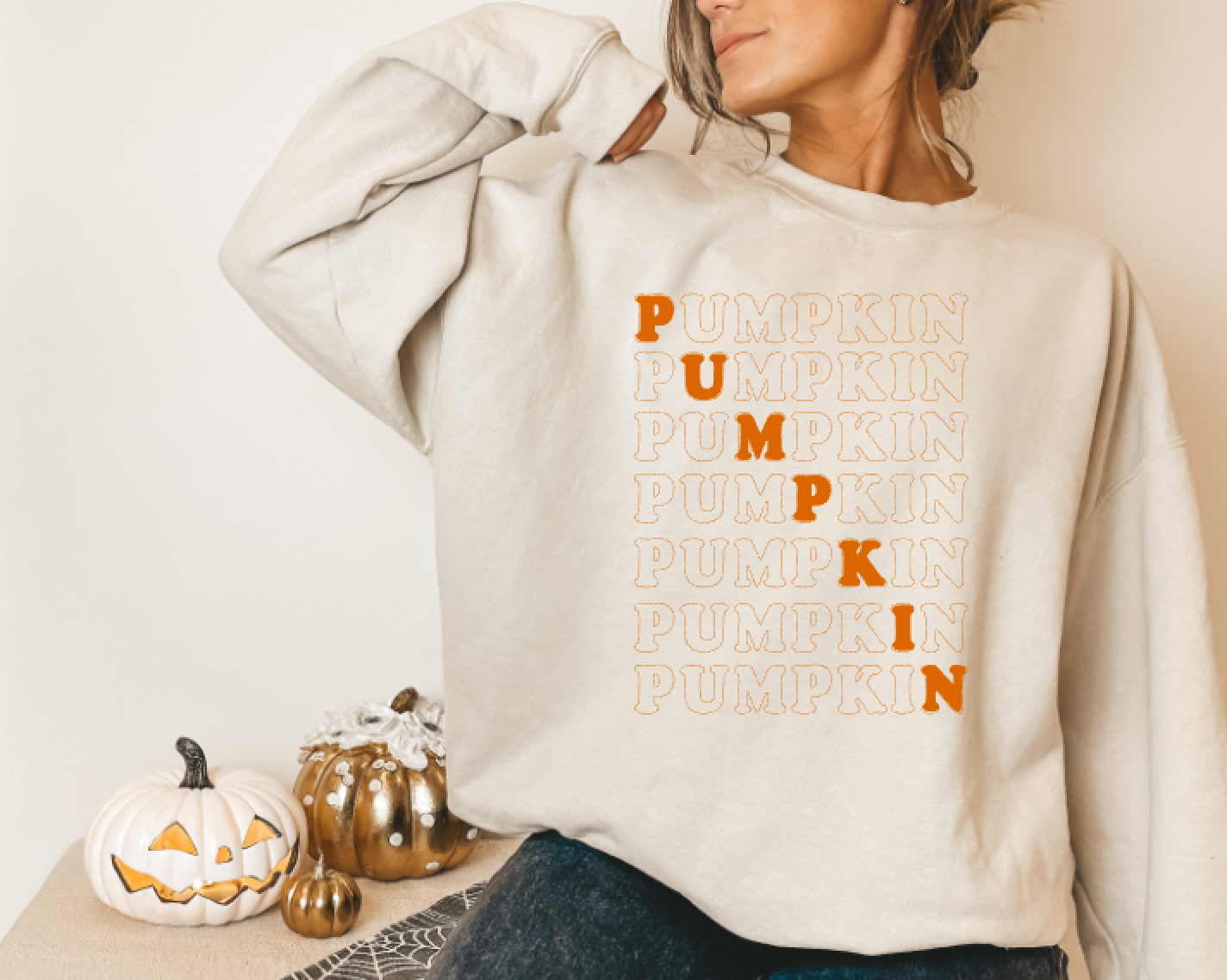 Stacked Pumpkin Crewneck Sweatshirt