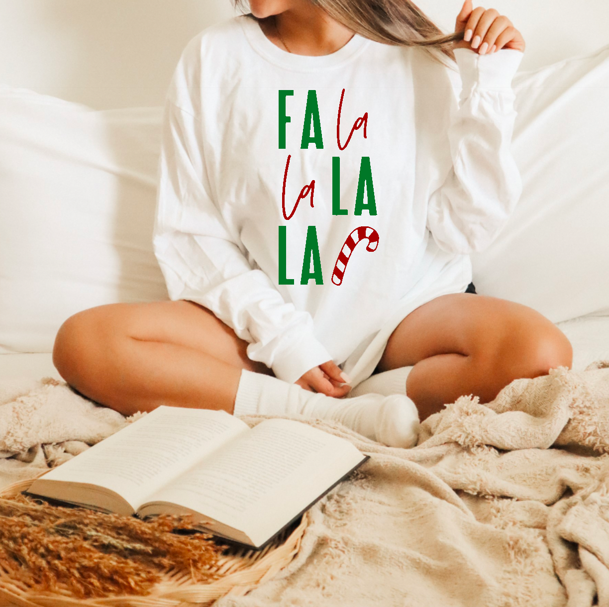 Fa la la la la candy cane crewneck