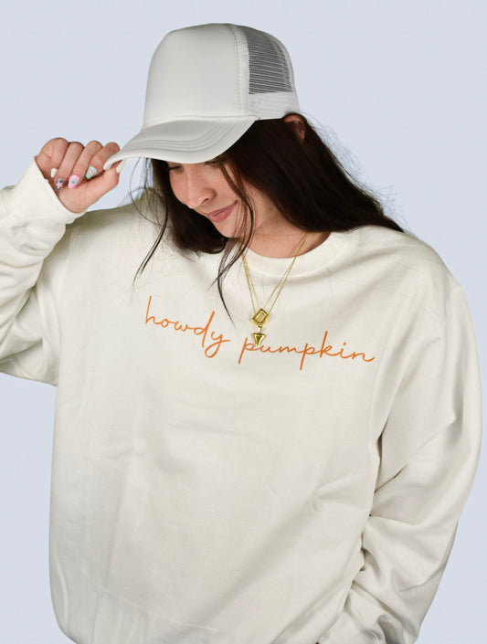howdy pumpkin Crewneck Sweatshirt