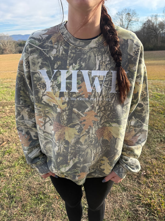 YHWH Camo Woodland Crewneck Sweatshirt