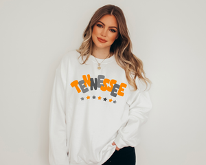 Tennessee Grey Orange Stars Crewneck Sweatshirt