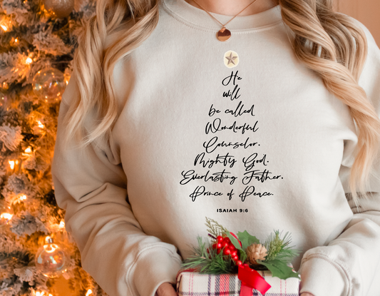 Names of Jesus tree crewneck sweatshirt