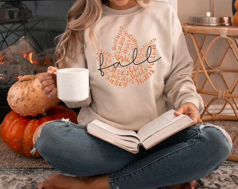 Fall Leaf Words Crewneck Sweatshirt