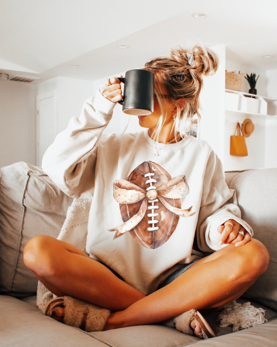 Football Bow Crewneck Sweatshirt