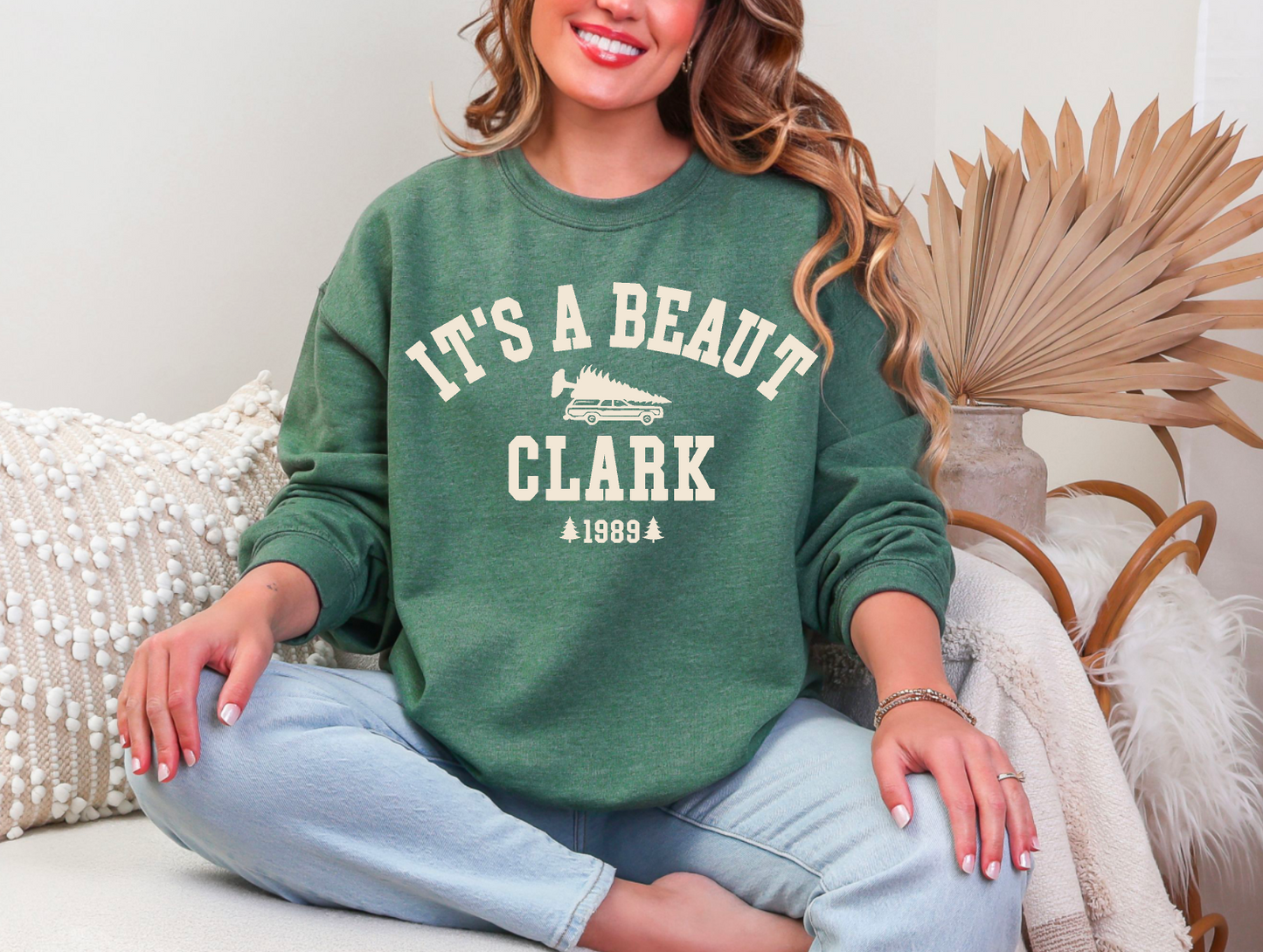 It's a Beaut Clark crewneck sweatshirt