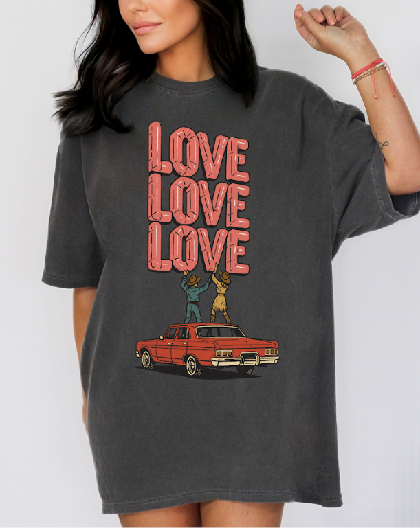 Love Love Love Classic Car Comfort Colors Short Sleeve