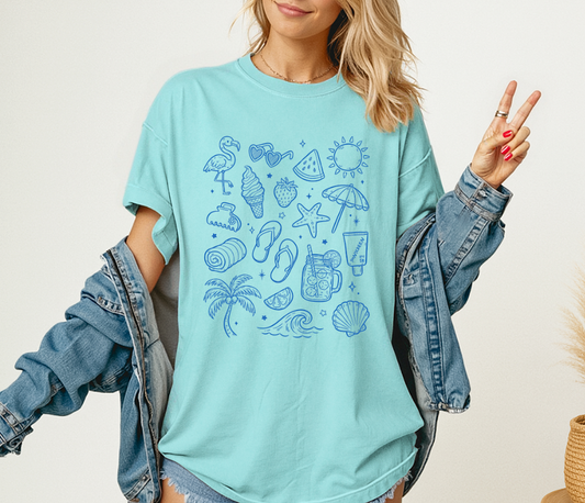 Summer Doodles Comfort Colors Tee