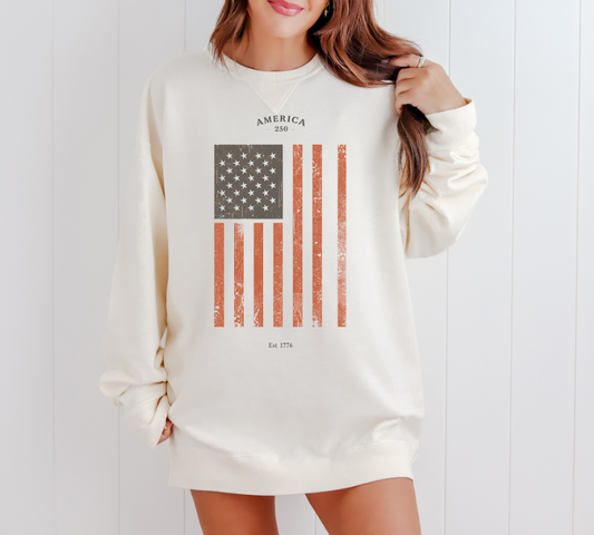 Classic American Flag Crewneck Sweatshirt