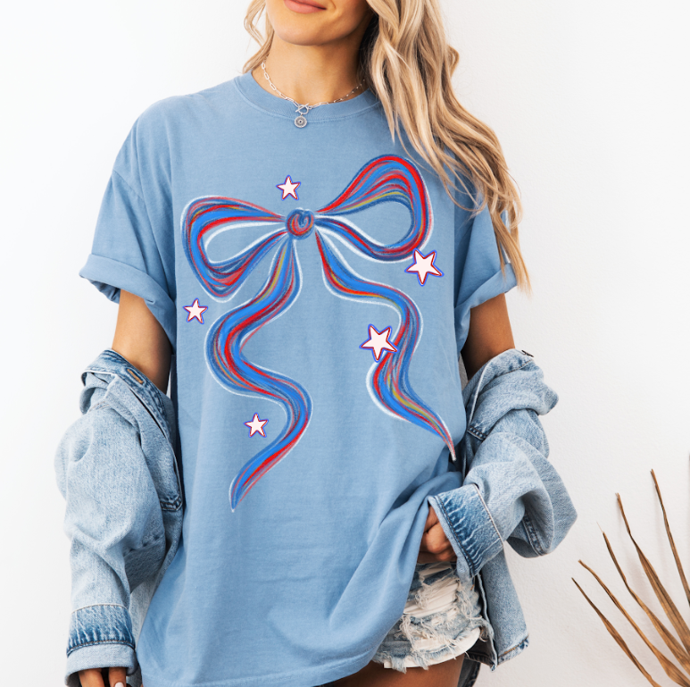 Star Bow Patriotic Comfort Colors Tee