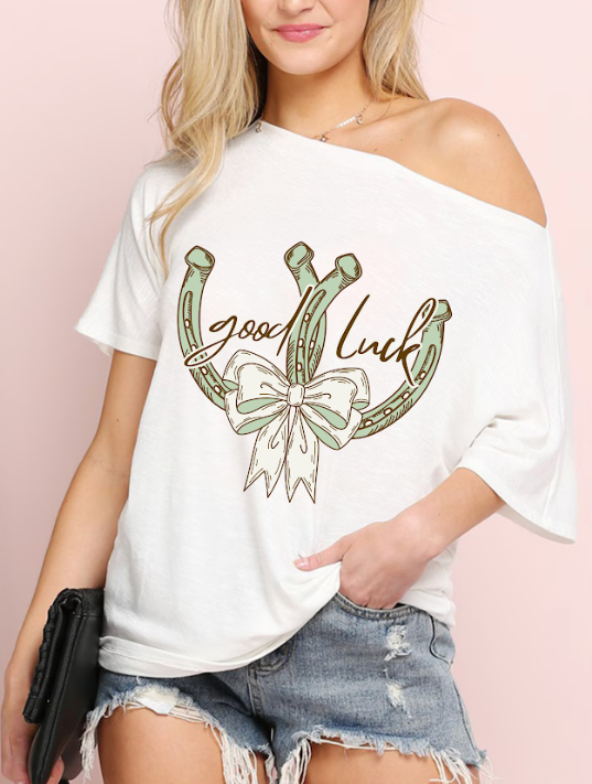 Good Luck Off-Shoulder Lucky Tee