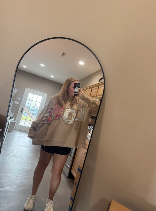 Vintage Patchwork “LOVE” Oversized Crewneck Sweatshirt