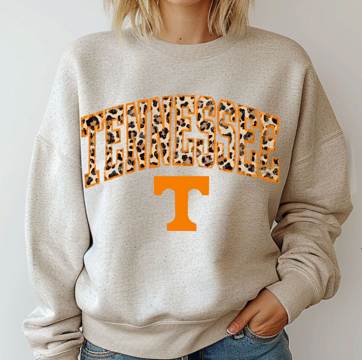 Tennessee Leopard – Oatmeal Crewneck Sweatshirt