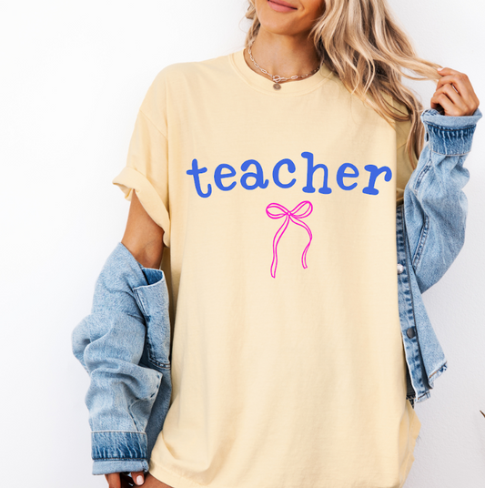 Teacher Bow Comfort Colors Tee