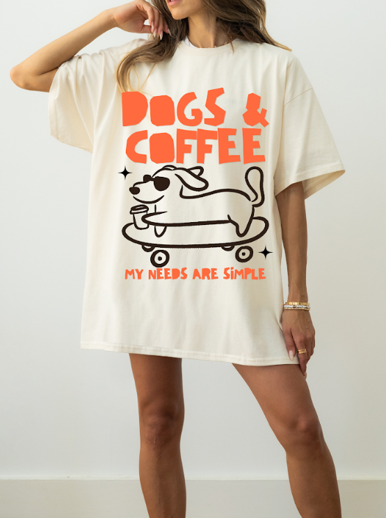 Dogs & Coffee Comfort Colors Tee