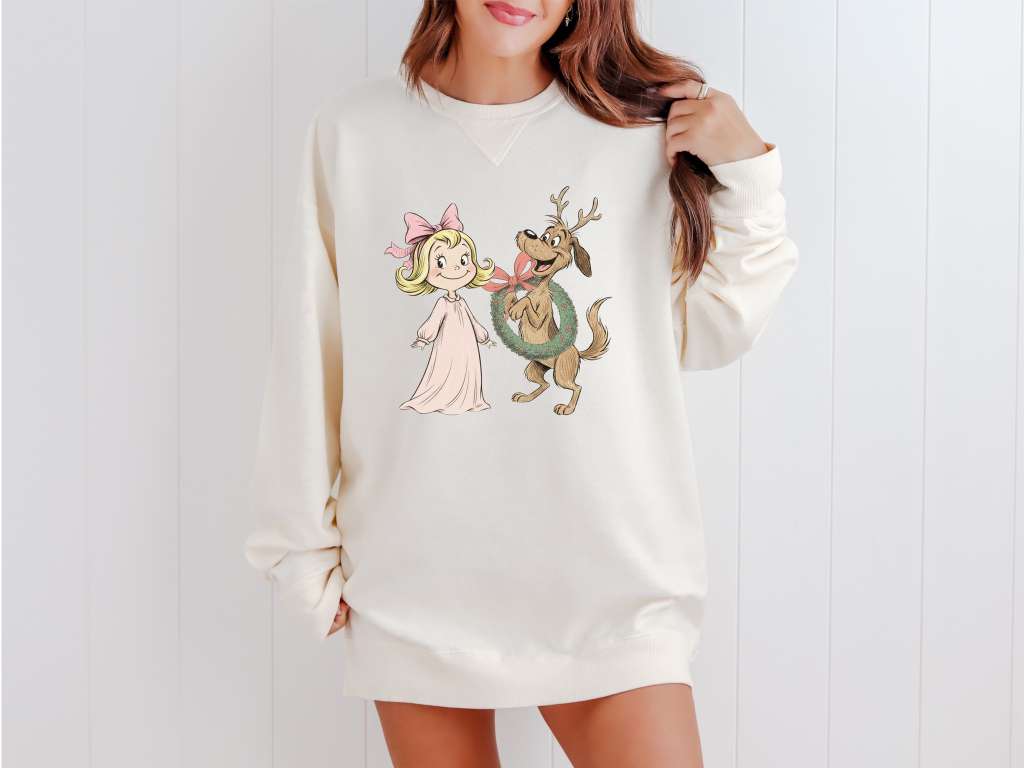 Cindy & Max Retro Merry Mood Crewneck Sweatshirt