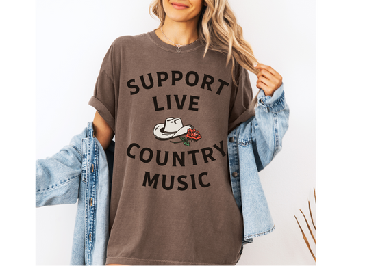 Support Live Country Music Comfort Colors Tee