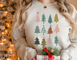 Boho Christmas Trees crewneck sweatshirt