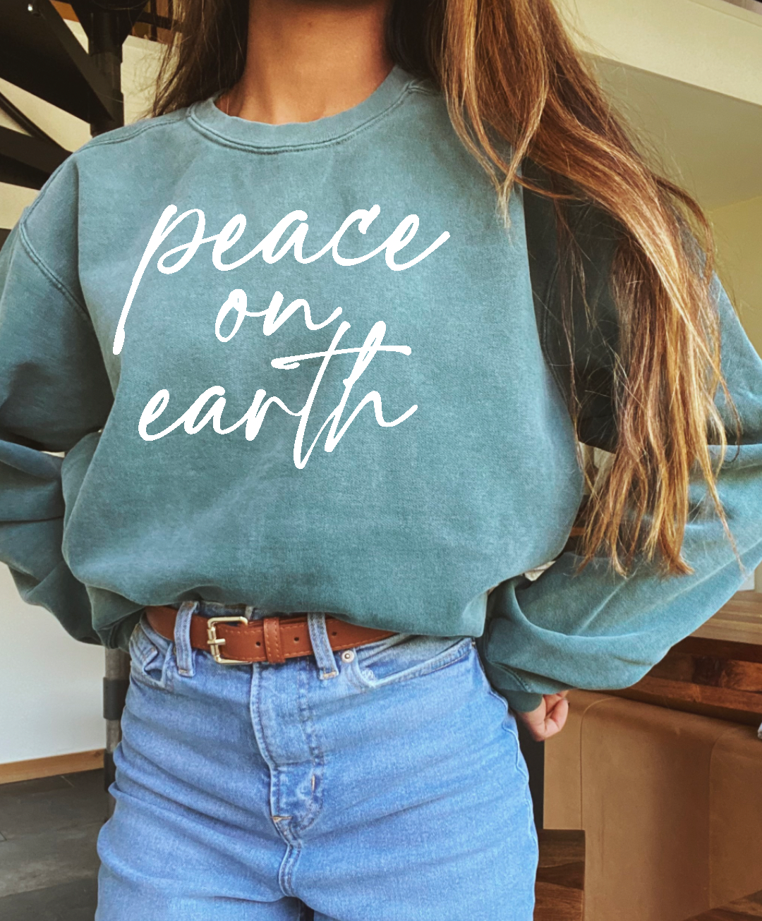 peace on earth comfort colors crewneck sweatshirt